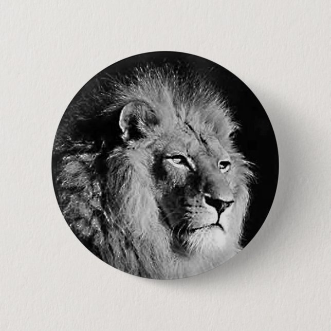 Badge Rond 5 Cm Photo Lion noir et blanc (Devant)