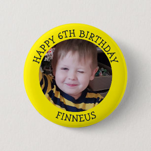 Badge Rond 5 Cm Photo personnalisé, âge et nom d'anniversaire