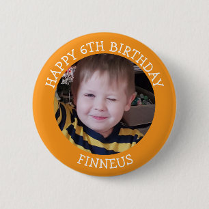 Badge Rond 5 Cm Photo personnalisé, âge et nom d'anniversaire 
