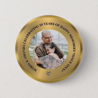 Badge Rond 5 Cm Photo personnalisé célébrant les 50 ans de mariage