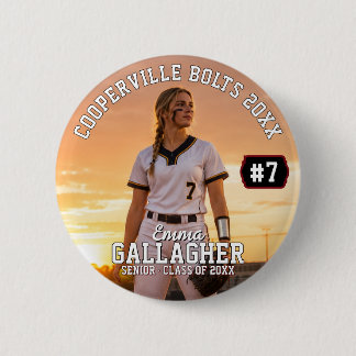 Badge Rond 5 Cm Photo personnalisé de joueur de softball