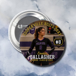 Badge Rond 5 Cm Photo personnalisé de joueur de volley-ball 