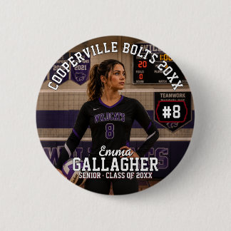 Badge Rond 5 Cm Photo personnalisé de joueur de volley-ball 