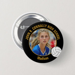 Badge Rond 5 Cm Photo personnalisé de joueur de volley-ball au lyc