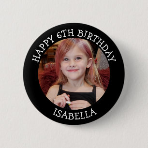 Badge Rond 5 Cm Photo personnalisée, âge et nom Anniversaire