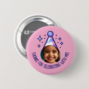 Badge Rond 5 Cm Photo personnalisée Anniversaire Merci Casquettes 