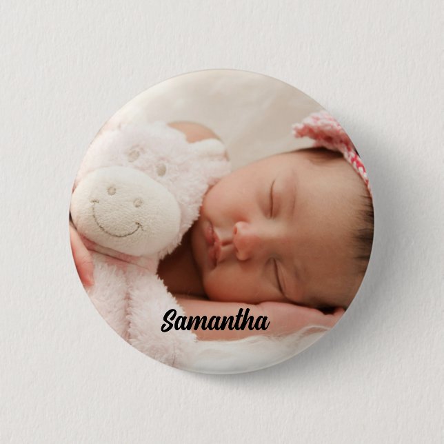 Badge Rond 5 Cm Photo personnalisée et nom (Devant)