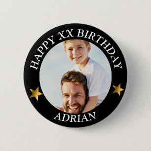 Badge Rond 5 Cm Photo personnalisée Joyeux Anniversaire et Nom Âge