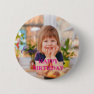 Badge Rond 5 Cm Photo personnalisée Joyeux anniversaire Personnali
