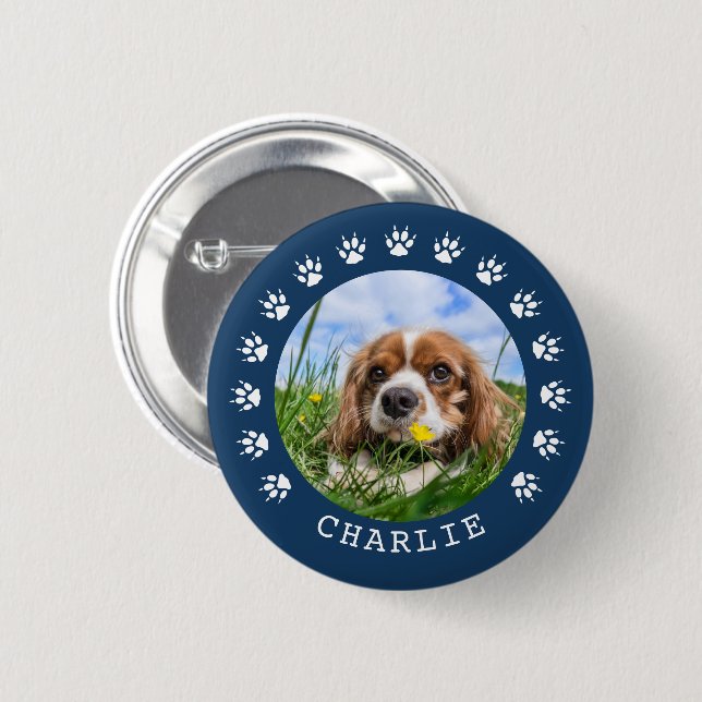 Badge Rond 5 Cm Photo pour animaux de compagnie Empreintes de patt (Devant & derrière)