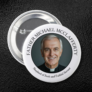 BADGE ROND 5 CM PHOTO PRIESTHOOD SIMPLE NOIR ET BLANC