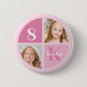 Badge Rond 5 Cm Photo Rose Cute Personnalisée Anniversaire Fête Fi