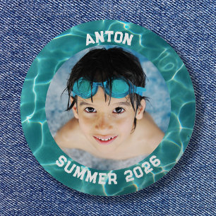 Badge Rond 5 Cm Photo Sport Aqua Green Piscine Frontière
