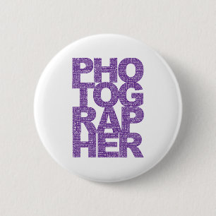 Badge Rond 5 Cm Photographe - texte pourpre