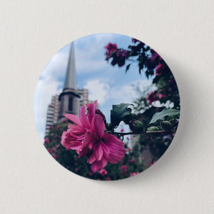 Badge Rond 5 Cm Photographie de la nature - Fleur rose