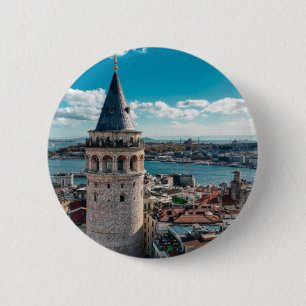Badge Rond 5 Cm Photographie de paysage urbain d'Istanbul Turquie