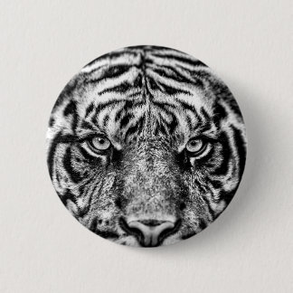 Badge Rond 5 Cm Photographie noir et blanc du tigre