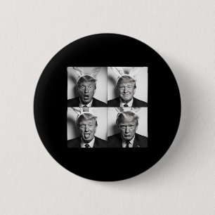 Badge Rond 5 Cm Photomaton de Trump en oreilles de lapin de Pâques