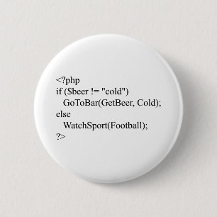Badge Rond 5 Cm PHP et bière