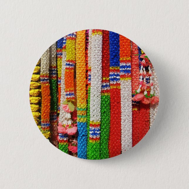 Badge Rond 5 Cm Phuang Maalai - Thai Floral Garland (Devant)
