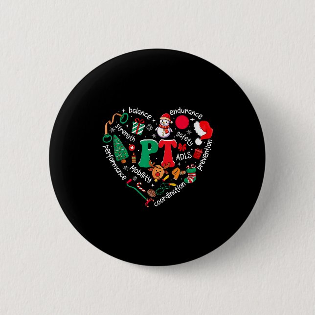 Badge Rond 5 Cm Physical Therapy Christmas Heart Pt Therast Xmas M (Devant)