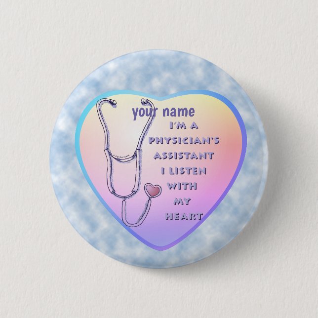 Badge Rond 5 Cm Physician Assistant Heart custom name (Devant)