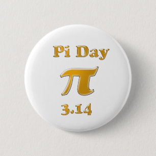 Badge Rond 5 Cm Pi Day Gold en blanc