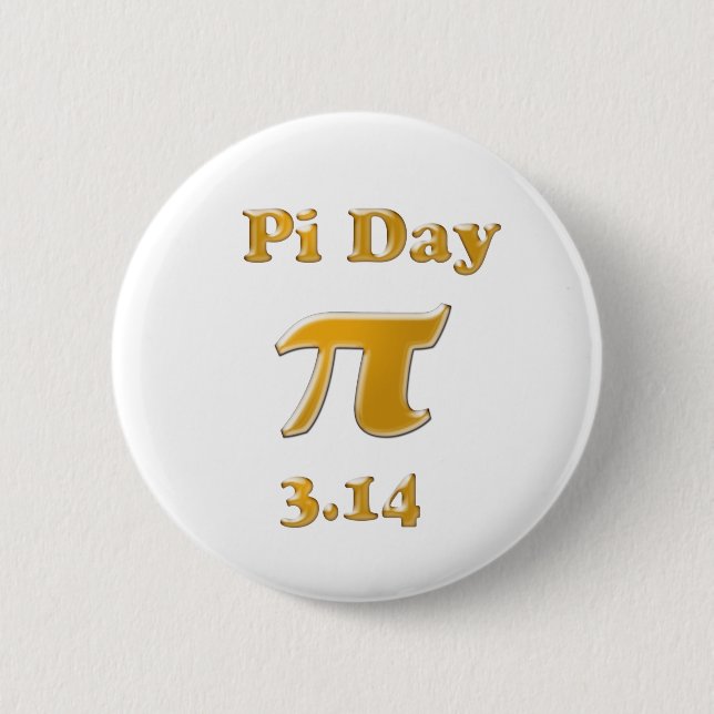 Badge Rond 5 Cm Pi Day Gold en blanc (Devant)