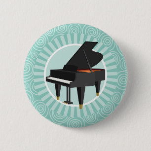 Badge Rond 5 Cm Piano Fun Turquoise Swirl Musique