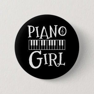 Badge Rond 5 Cm Piano Girl Clavier professeur de musique