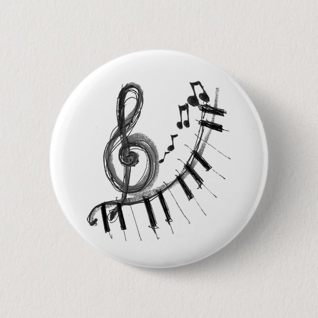Badge Rond 5 Cm Piano musical (Devant)