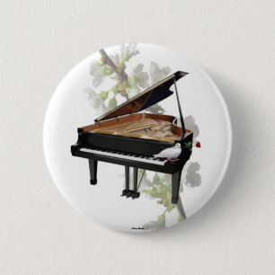 Badge Rond 5 Cm Piano -Musique romantique- Bouton