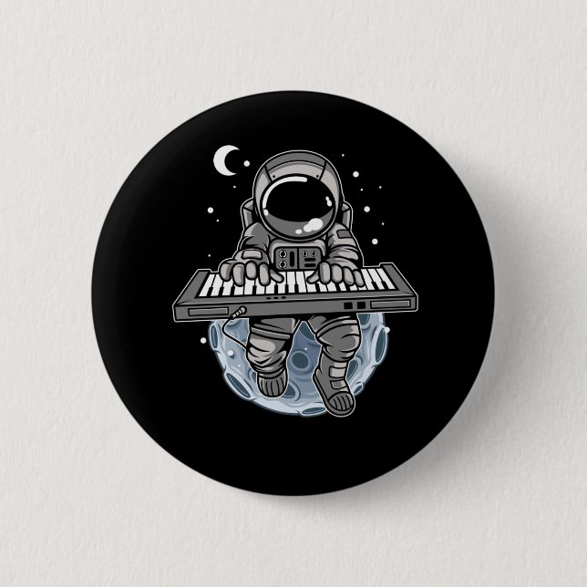 Badge Rond 5 Cm Piano Player Astronaut instrument de musique Cosmo (Devant)