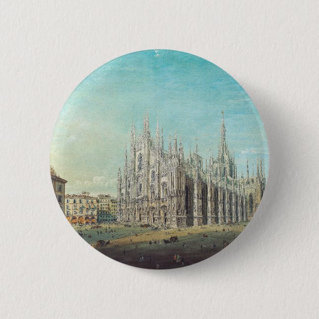 Badge Rond 5 Cm Piazza del Duomo à Milan par Carlo Bossoli (Devant)
