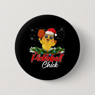 Badge Rond 5 Cm Pickleball Chick Funny Santa Hat Sungl Snowflakes