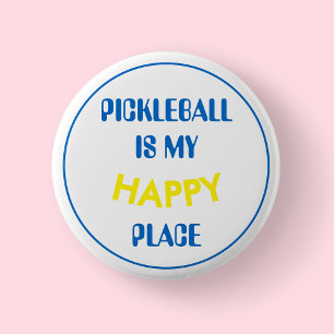 Badge Rond 5 Cm Pickleball Est Mon Endroit Heureux Amusant Rétro