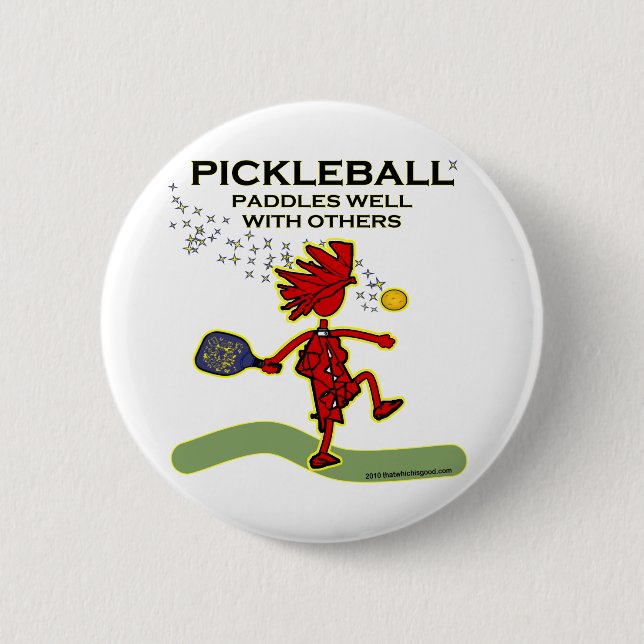 Badge Rond 5 Cm Pickleball Paddles Bien Avec D'Autres (Devant)