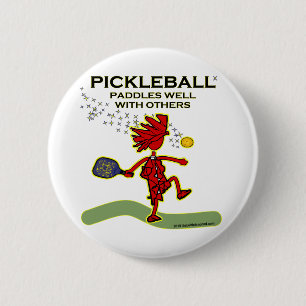 Badge Rond 5 Cm Pickleball Paddles Bien Avec D'Autres