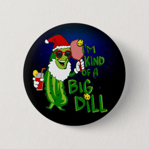 Badge Rond 5 Cm Pickleball Père Noël Big Dill