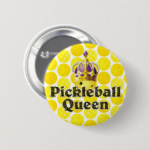 Badge Rond 5 Cm Pickleball Queen Yellow Ball porter Couronne viole