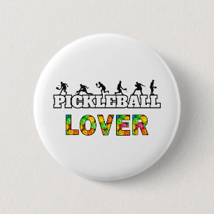 Badge Rond 5 Cm Pickleball Word Homme Silhouettes Lover Ball