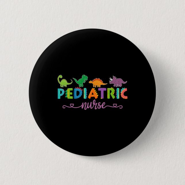 Badge Rond 5 Cm Picu Pediatric Nurse Dinosaurs Peds Nurse  (Devant)