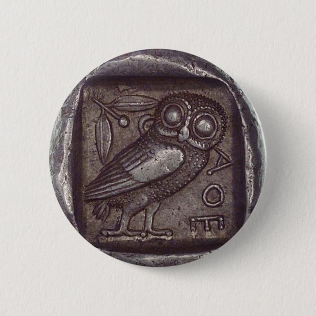Badge Rond 5 Cm Pièce de monnaie de hibou (Devant)