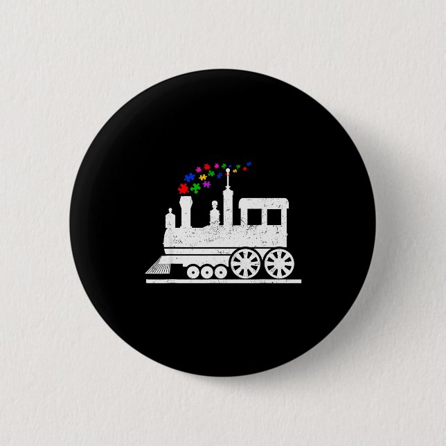 Badge Rond 5 Cm Pièce de puzzle de train mois de sensibilisation à (Devant)