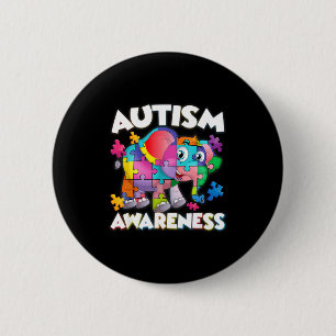 Badge Rond 5 Cm Pièce de puzzle éléphant mois de sensibilisation à