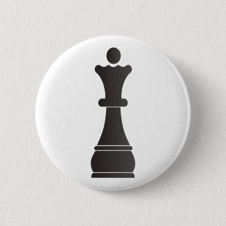 Badge Rond 5 Cm Pièce d'échecs noire de reine