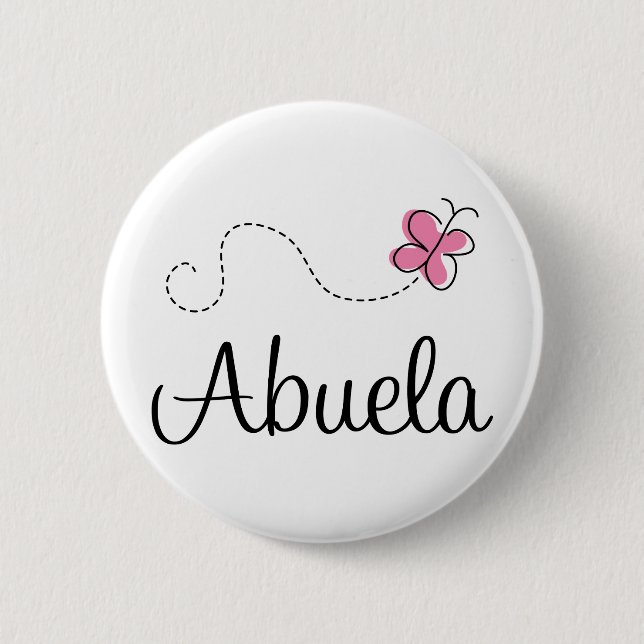 Badge Rond 5 Cm Pièce en t rose de cadeau d'Abuela de papillon (Devant)