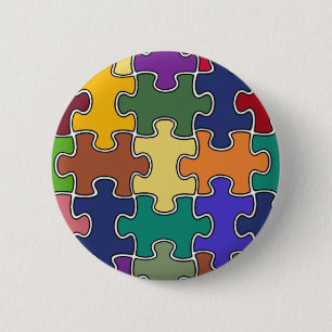 Badge Rond 5 Cm pièces de puzzle couleur