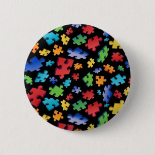 Badge Rond 5 Cm Pièces de puzzle sensibilisation sur l'autisme