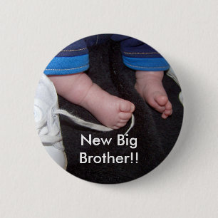 Badge Rond 5 Cm Pieds de bébé, nouveau frère ! !